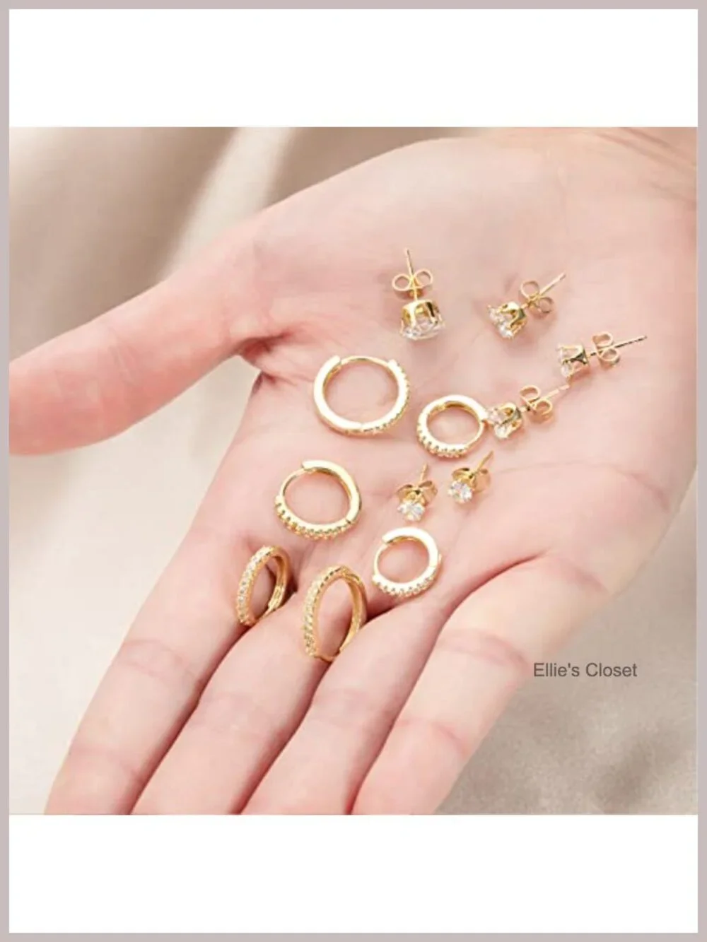 14K Gold Plated Hoop Earrings Set Hypoallergenic Huggie & Studs for Women Girls